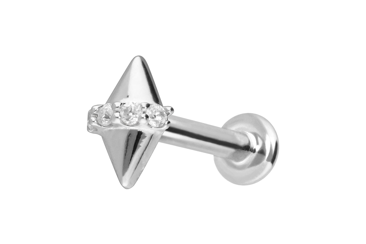 14 Karat Gold Labret Piercing mit Push Fit MOISSANITE + 2 SPITZEN